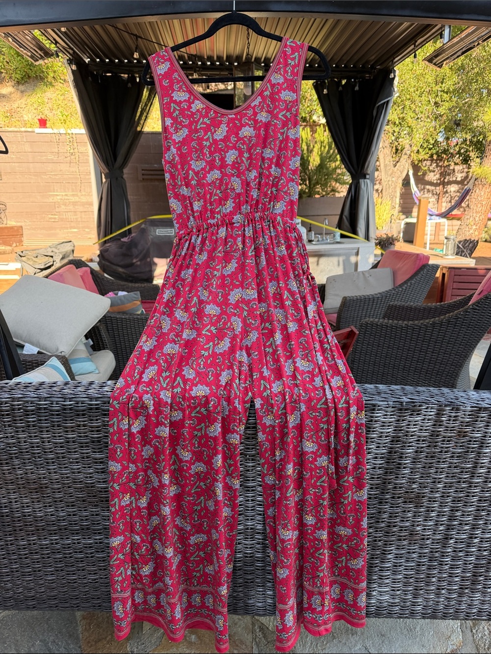 Max Studio Pink Floral Printed Wide-Leg Jumpsuit